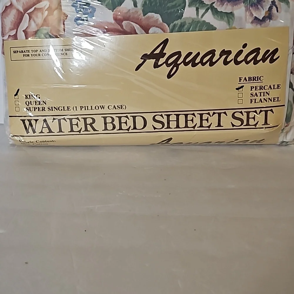 Vintage  Aquarian WaterBedSheet Set King size Percale fabric print.